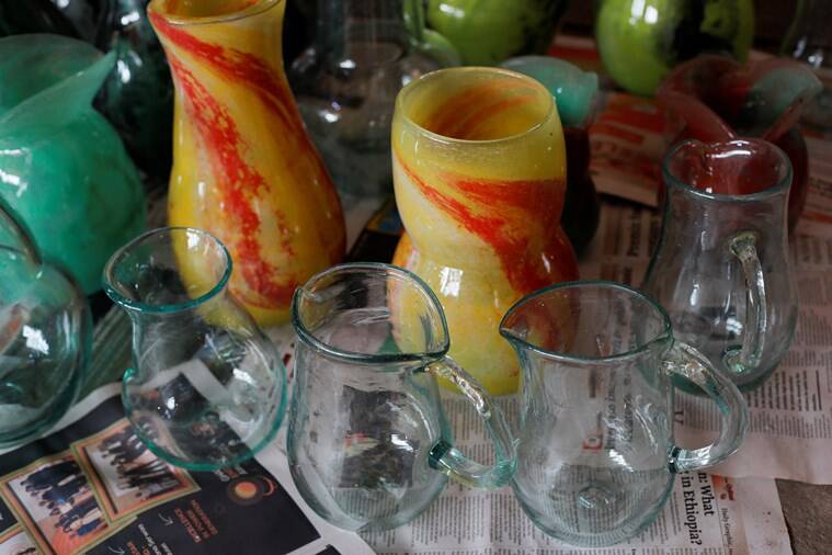 glassblowing, Ghanaian glassblower, glass waste