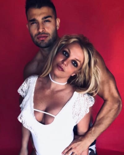 Britney Spears and Sam Asghari in Red