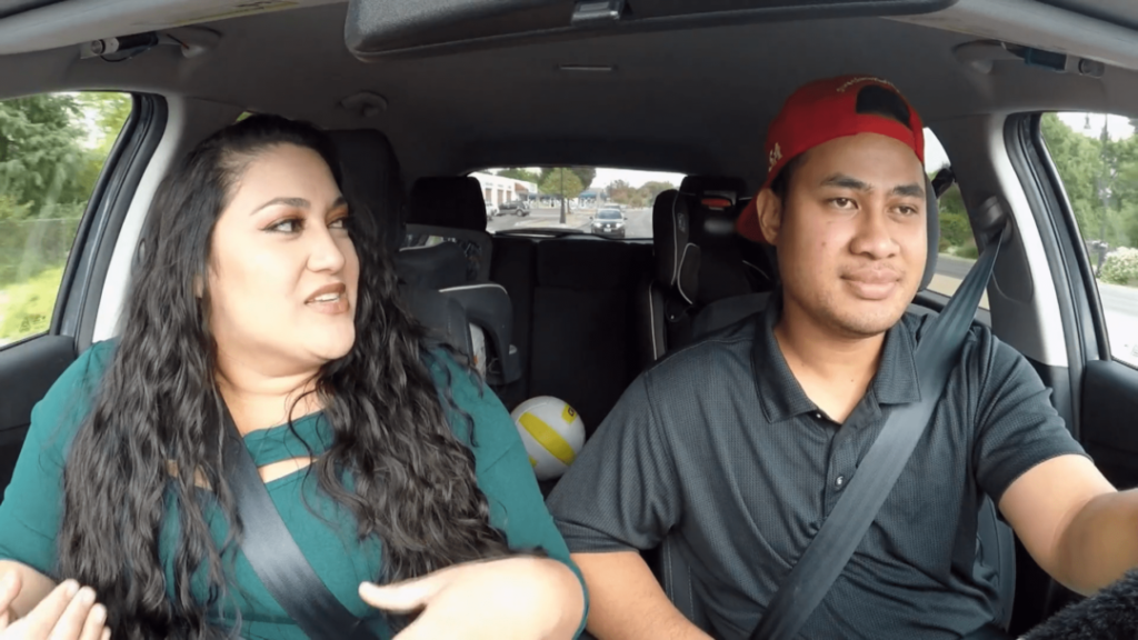 Kalani Faagata and Asuelu Pulaa have fun in the car (sex shop)