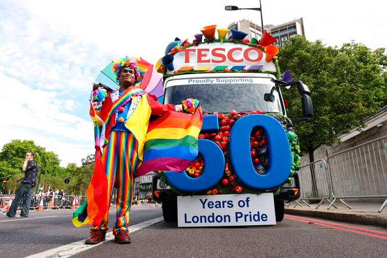 Pride parade, Pride march, Pride parade London, Pride march London, 50th anniversary London Pride parade, indian express news