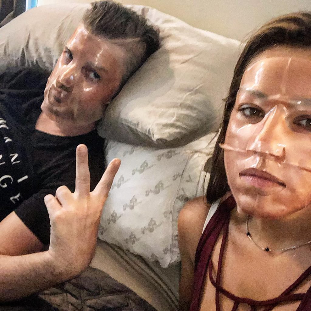 Tim Malcolm and Jeniffer Tarazona in Face Masks