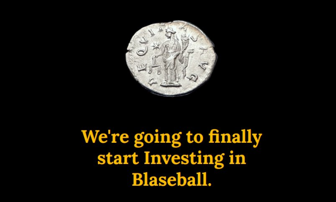 A screenshot from Blaseball "We're finally going to start investing in Blaseball"