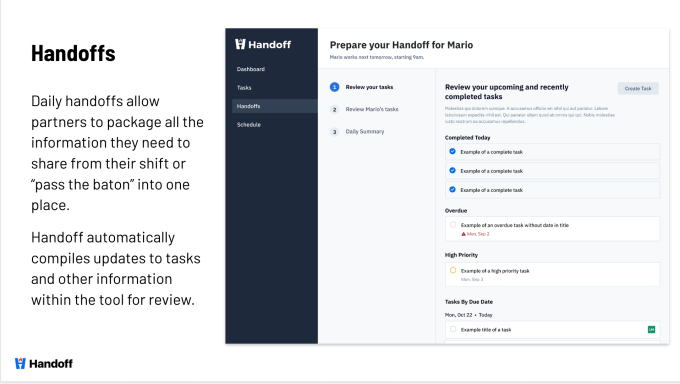 Part of Handoff's software for facilitating job shares