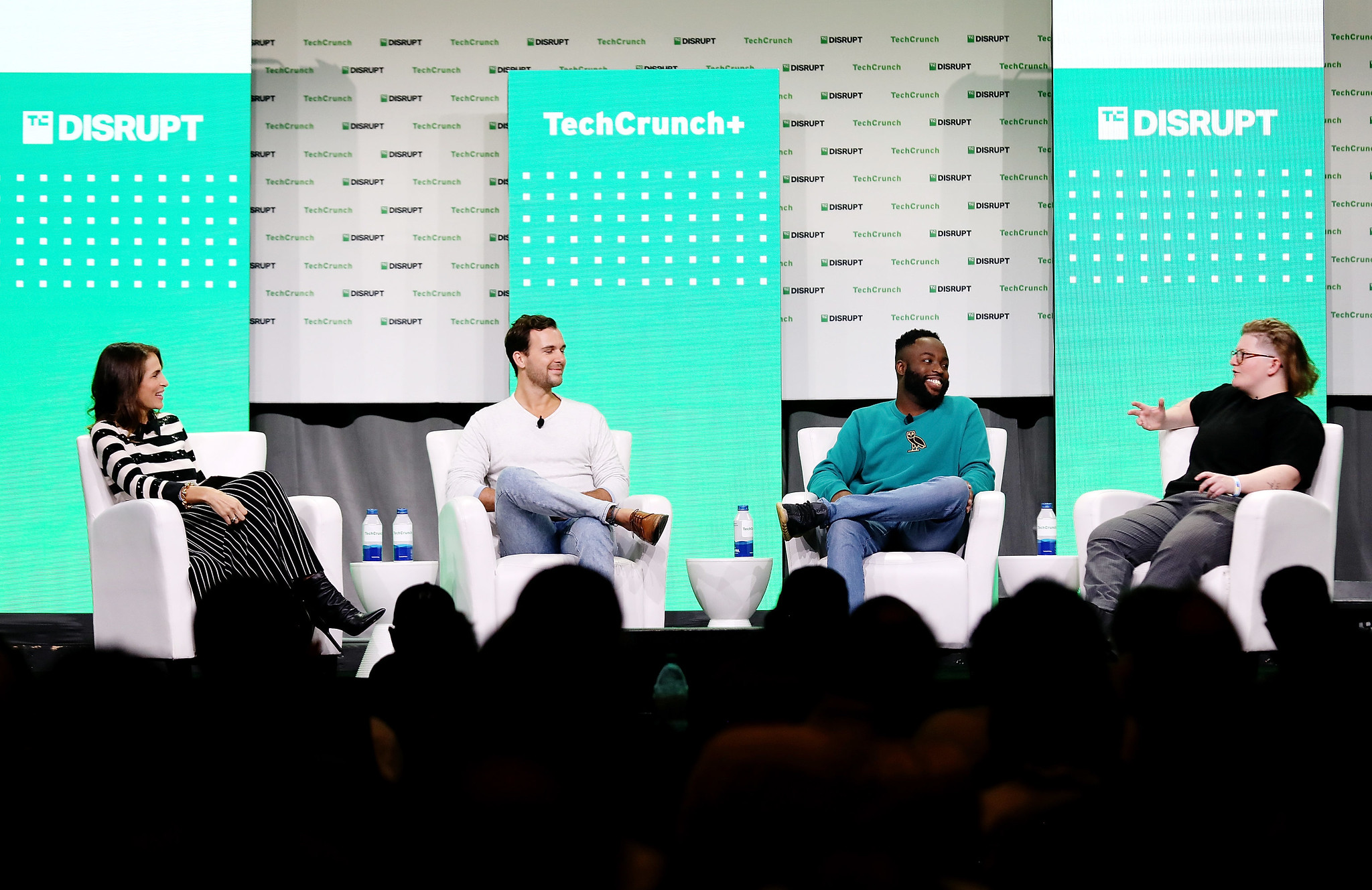 SAN FRANCISCO, CALIFORNIA - OCTOBER 18: (L-R) Connie Loizos, Silicon Valley Editor, TechCrunch, Nik Milanović, Founder, This Week in Fintech; General Partner, The Fintech Fund, Joshua Ogundu, CEO, Campfire and Gefen Skolnick, Founder, Couplet Coffee speak onstage during TechCrunch Disrupt 2022 on October 18, 2022 in San Francisco, California. (Photo by Kelly Sullivan/Getty Images for TechCrunch)