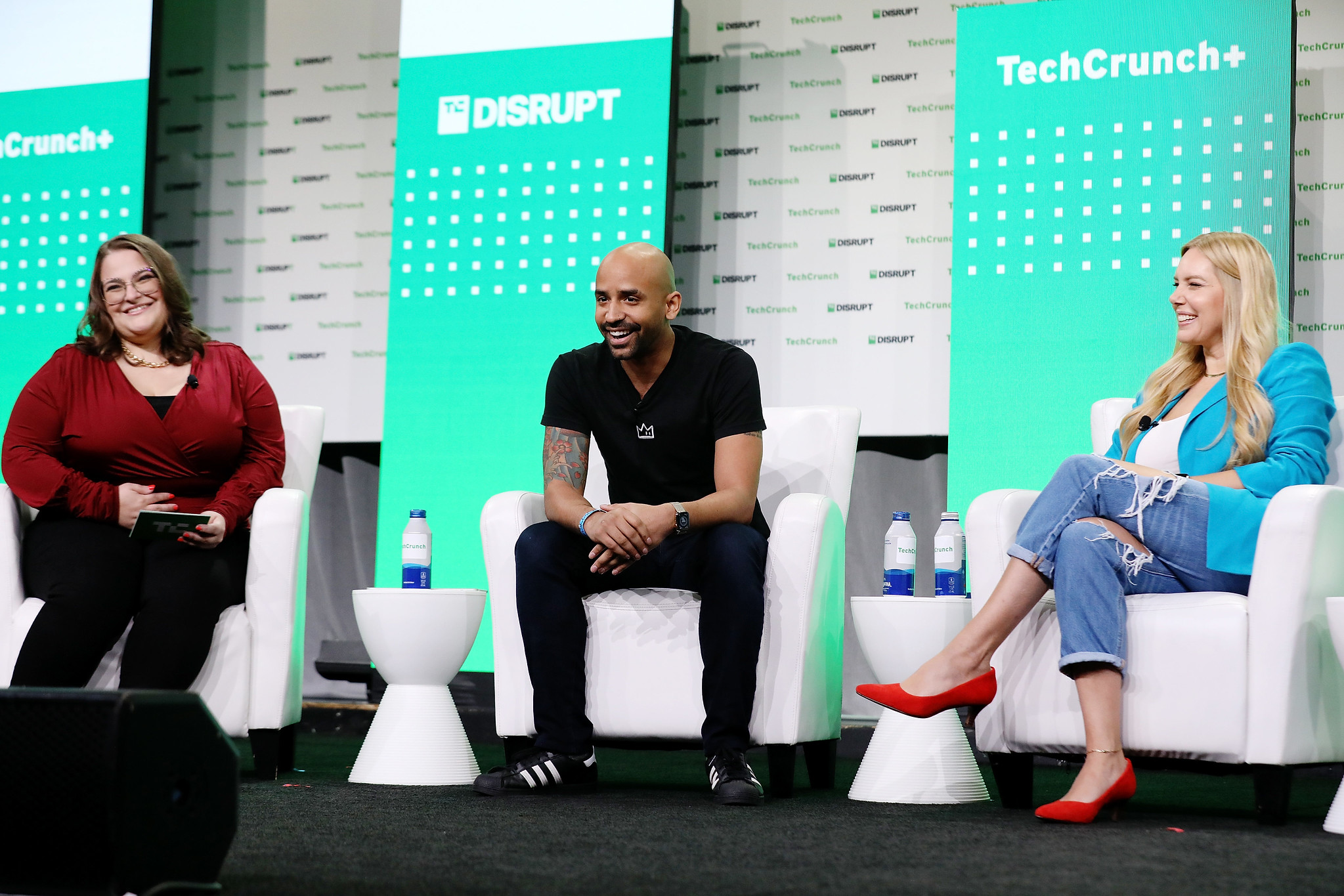 (L-R) Amanda Silberling, Senior Writer, Digital Culture, TechCrunch, Josh Fabian, Co-founder & CEO, Metafy and Katelin Holloway, Founding Partner, Seven Seven Six speak onstage during TechCrunch Disrupt 2022 on October 20, 2022 in San Francisco, California.