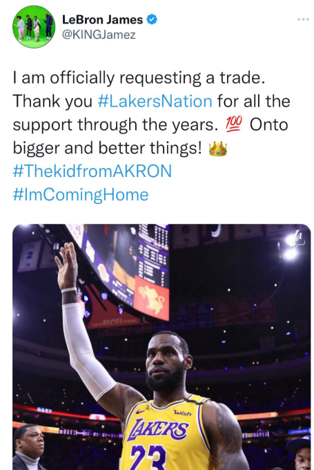 fake LeBron James tweet