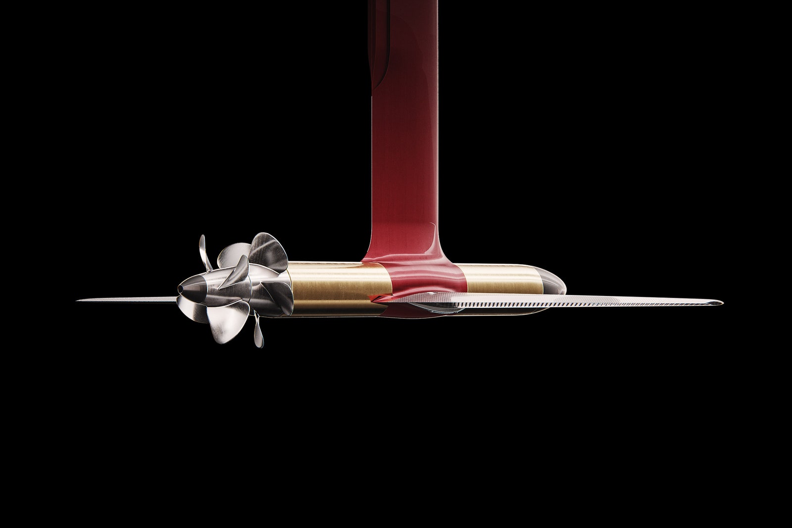 Rendering of the C8 Cpod propeller system on a black background