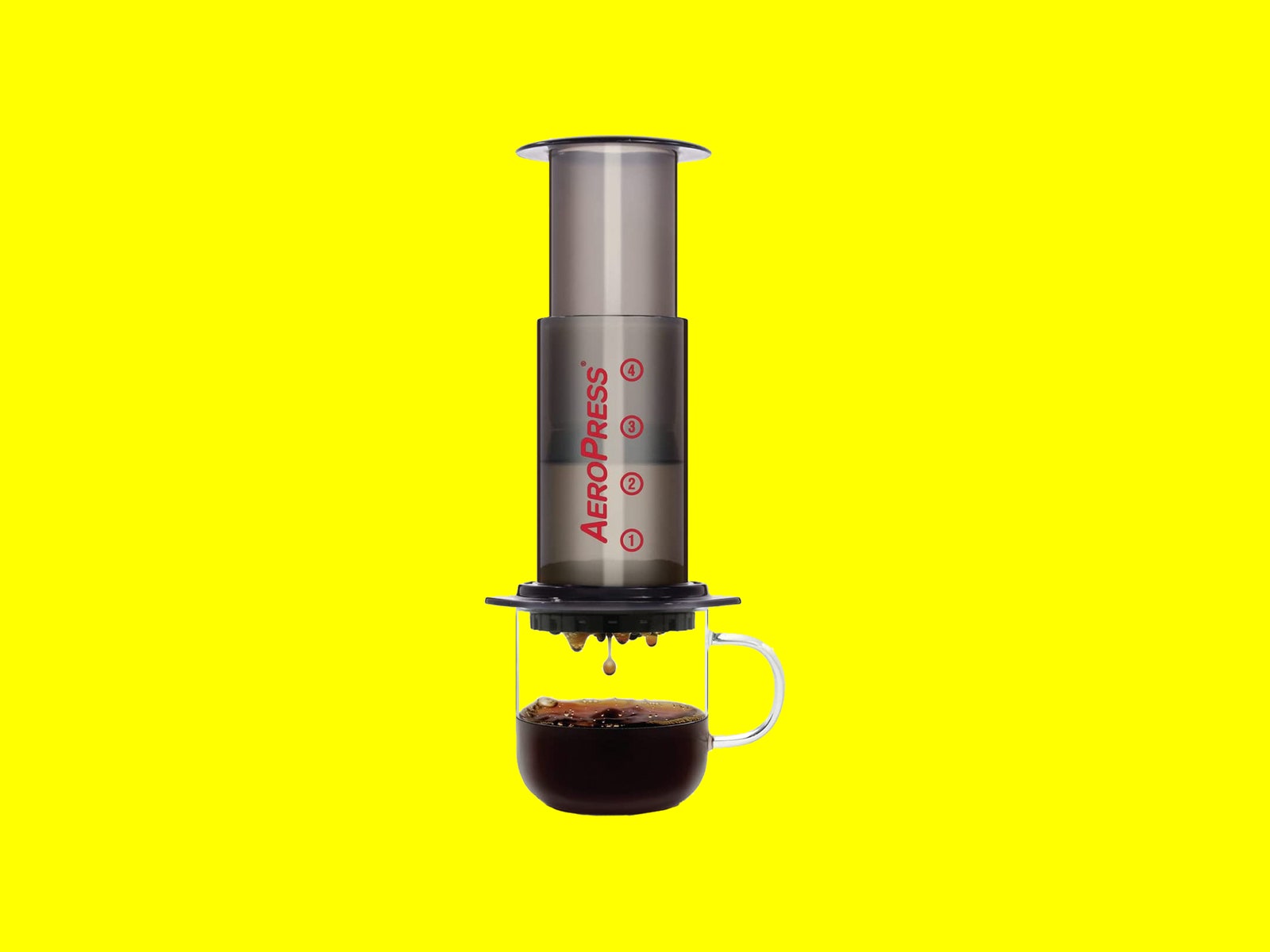 Aeropress dripping coffee into mug