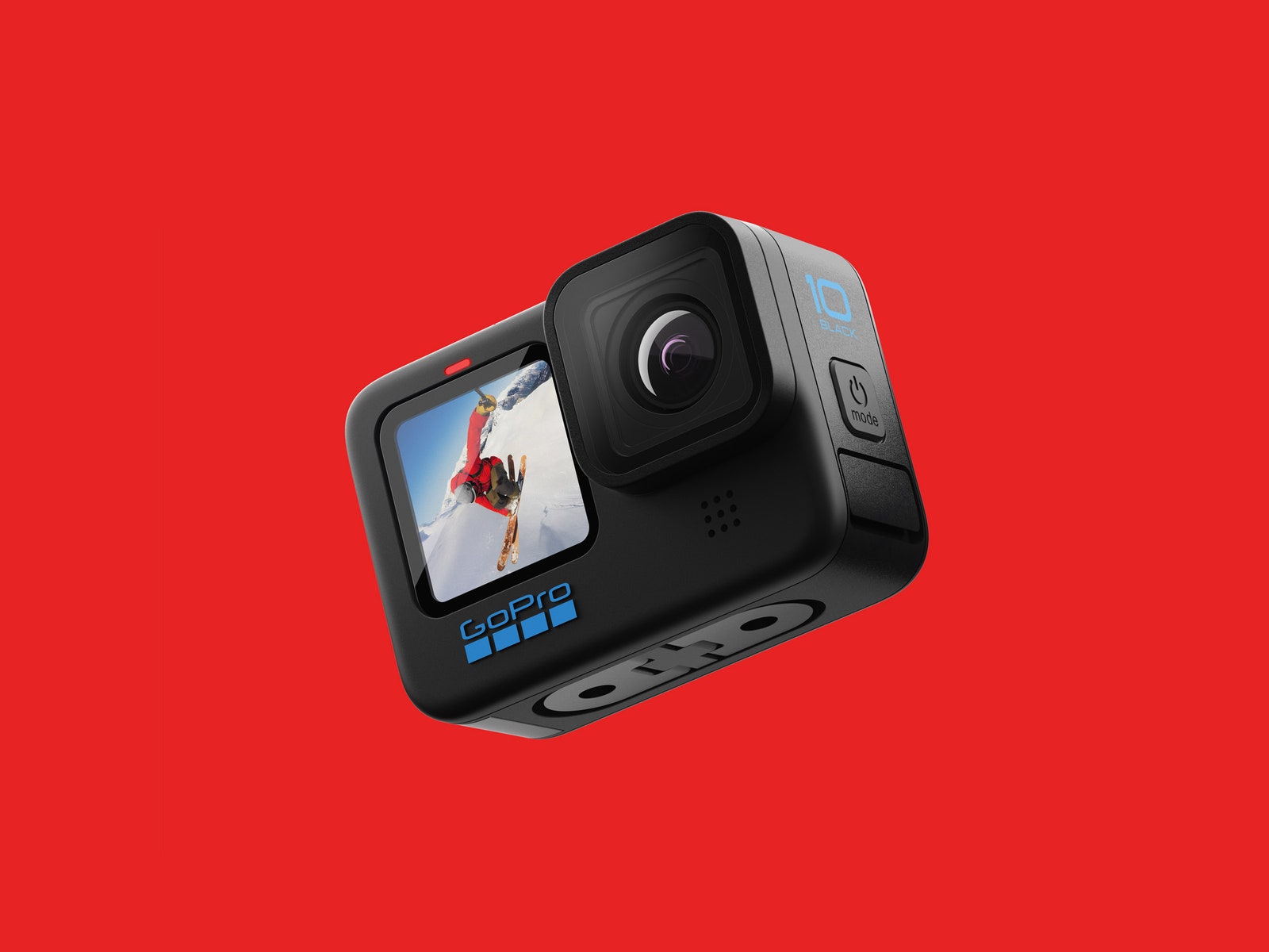 Go Pro Hero 10 win an image of a snowboarder on the preview screen