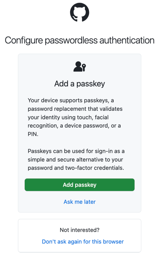 GitHub passkey