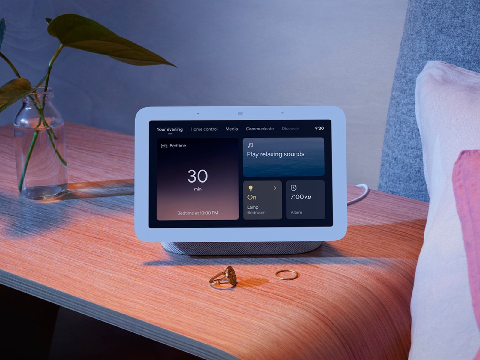 Google Nest Hub on nightstand