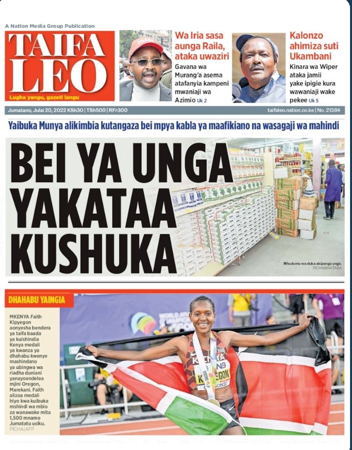 Rude headline on Kenya's Taifa Leo tabloid, reporting Ng'ang'a and