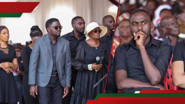 The late Malulu Injendi's kids with their mum and Melvin Malulu who tickled guests.