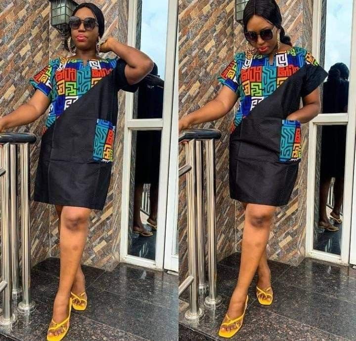 Jeans gown outlet with ankara combination