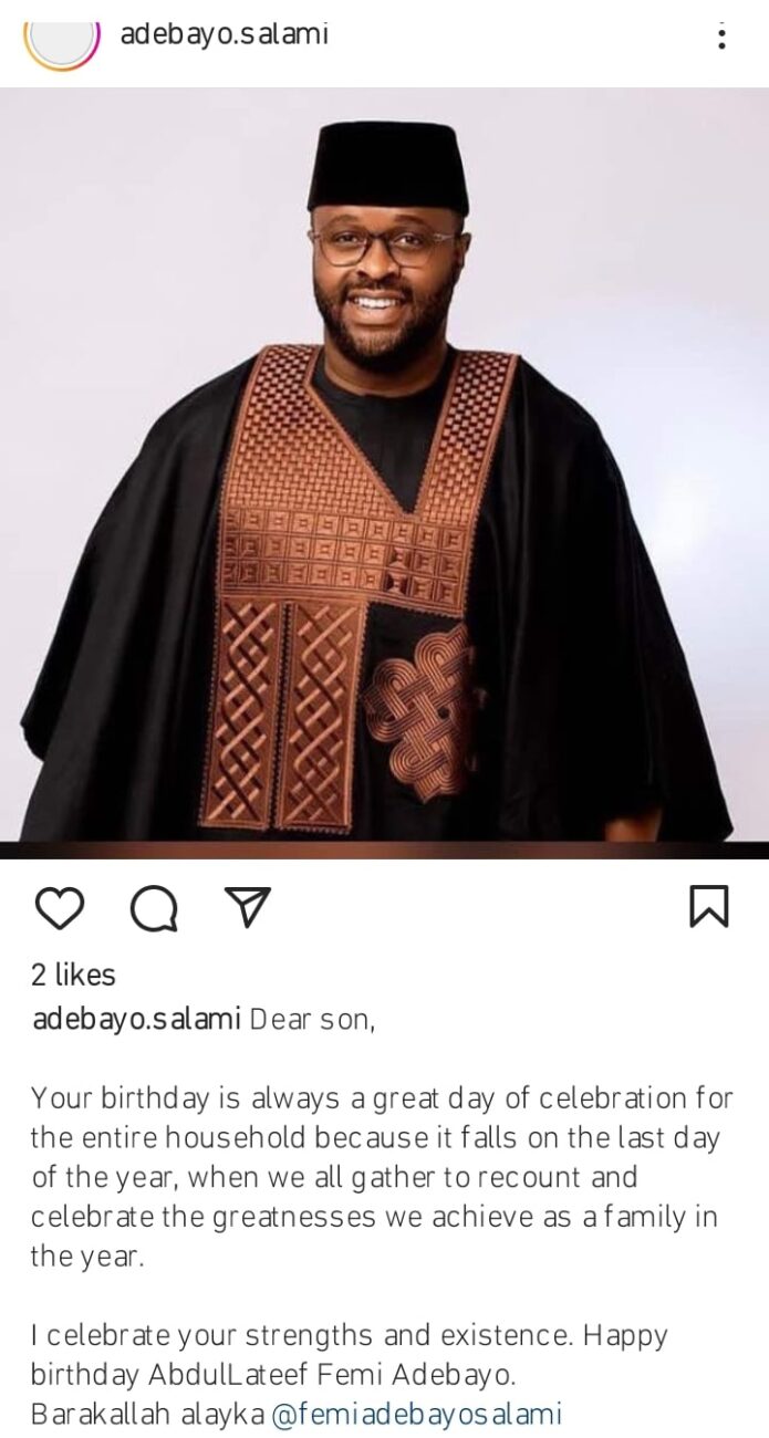 Adebayo Salami celebrates Femi Adebayo's birthday