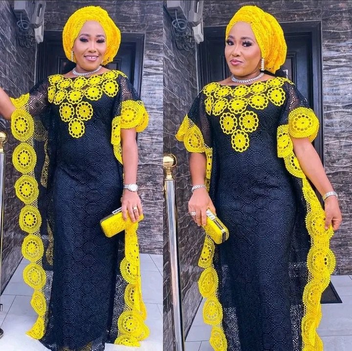 Latest Matured Lace Gown Styles for Mothers in 2023 - Kaybee Fashion Styles