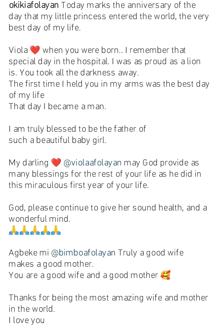 Okiki Afolayan celebrates daughter's first birthday