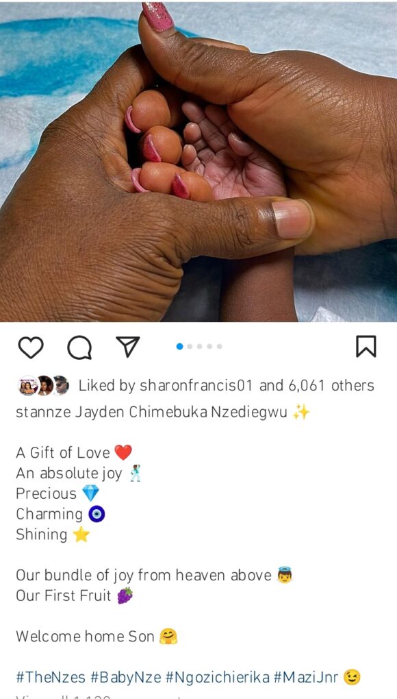 Stan Nze and Blessing Obasi welcome baby boy 
