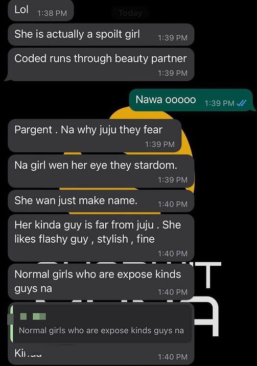 Leaked chat explaining Isreal DMW's marital crisis