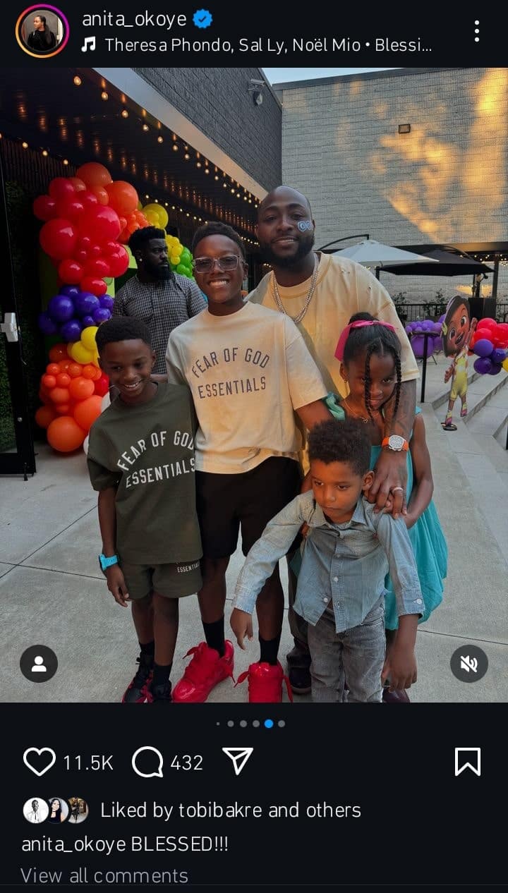 Anita Okoye shares photos of her and her kids at Davido's twins party