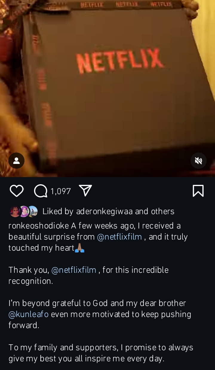 Ronke Oshodi receives surprise from Netflix