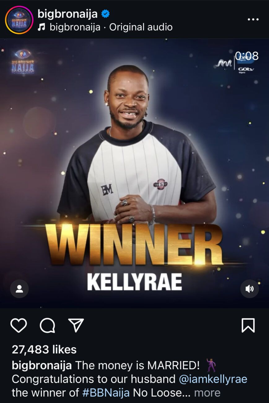 KellyRae emerges as the winner of the BBNaija season 9 show.