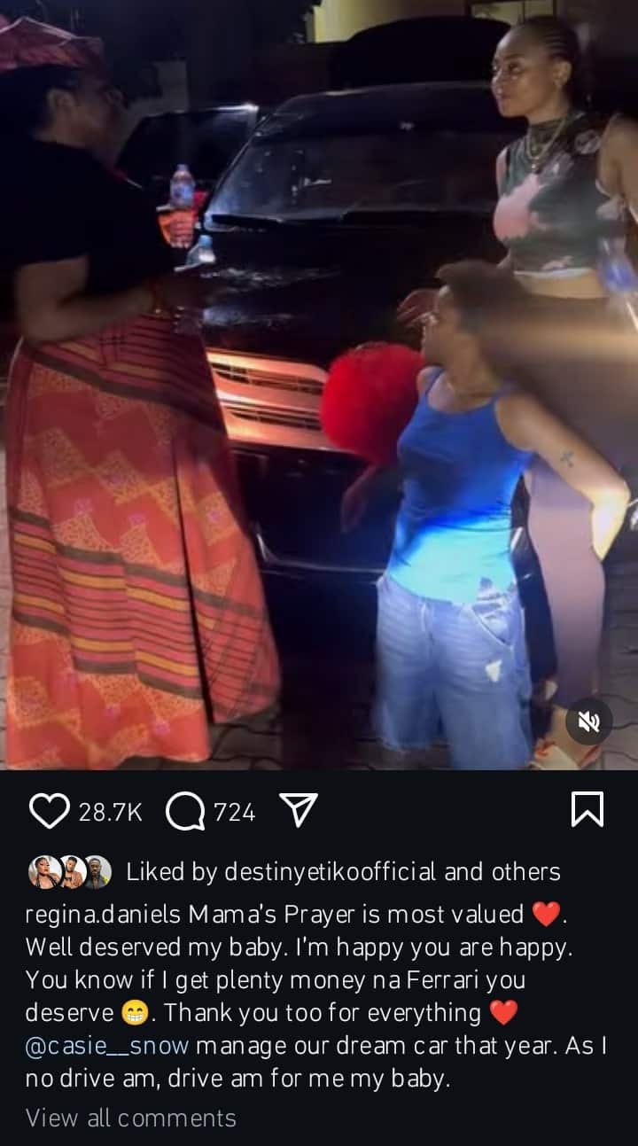 Rita Daniels blesses Regina Daniels bestfriend car