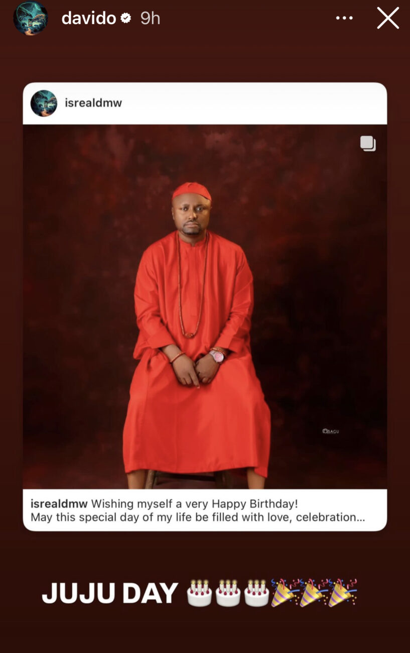 Davido celebrates Israel DMW’s birthday.