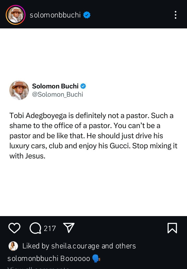 Solomon Buchi slams Pastor Tobi Adegboyega