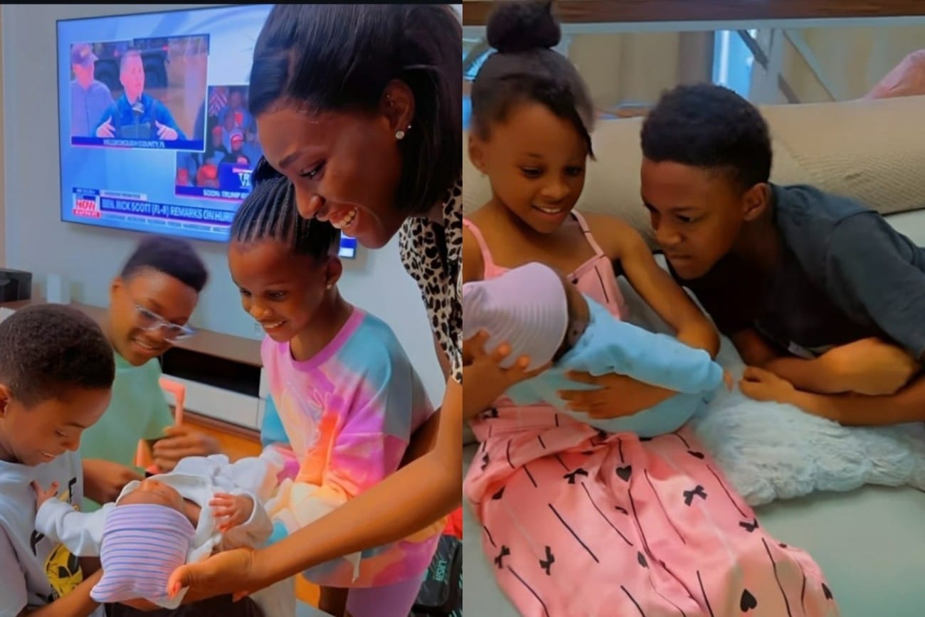 Paul Okoye's children meet their new half-sibling 