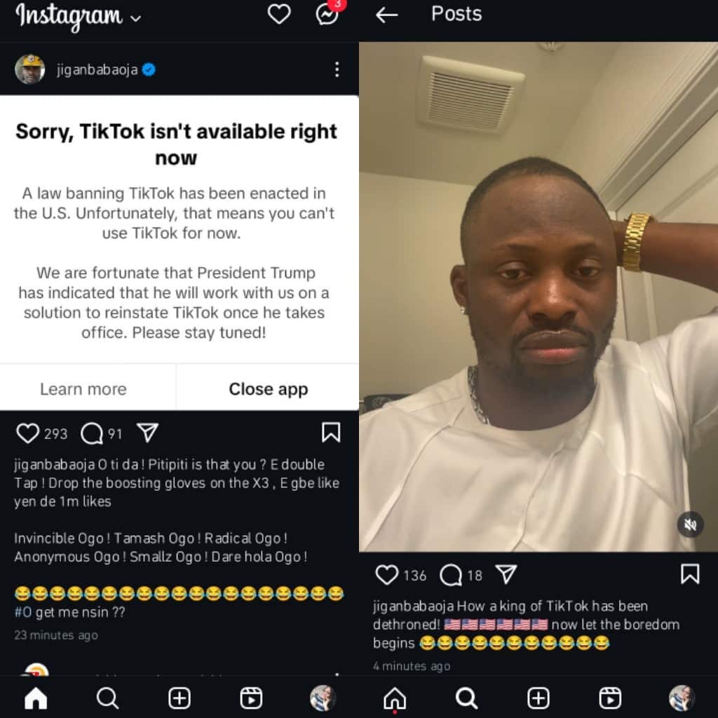 Jigan Babaoja reacts as TikTok shuts down in the US