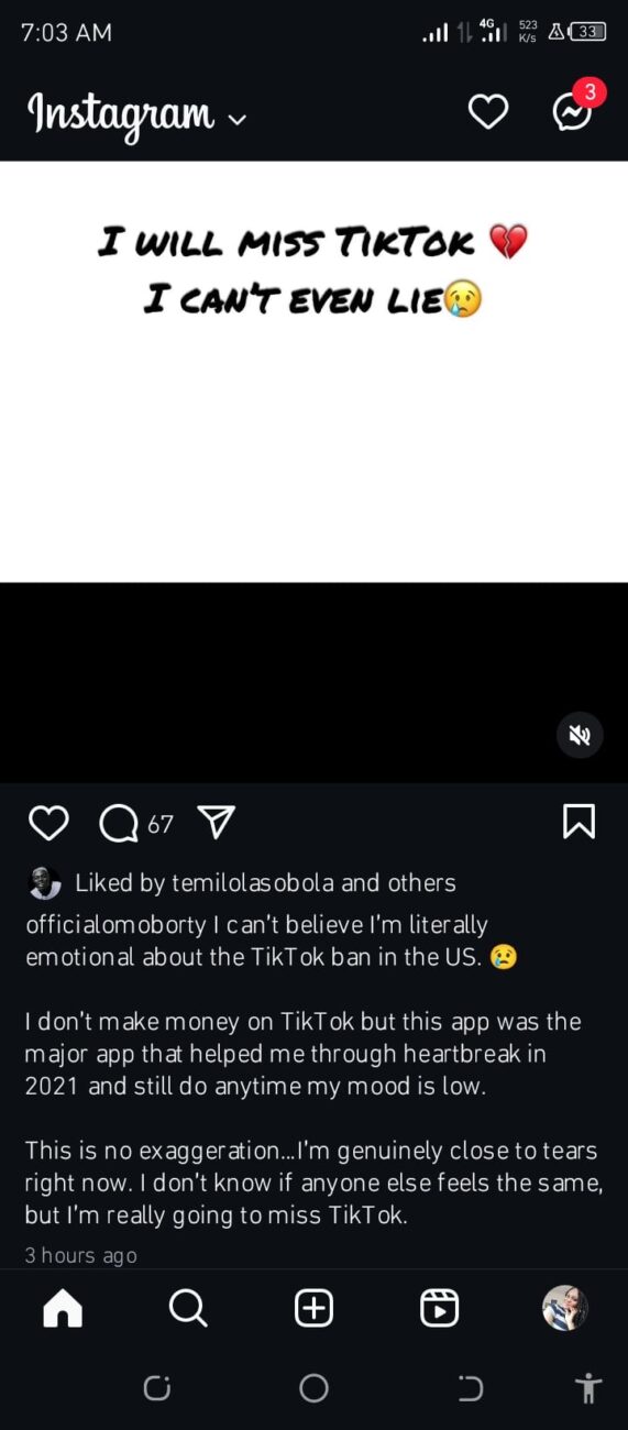 Biodun Okeowo reacts as TikTok shuts down in the US