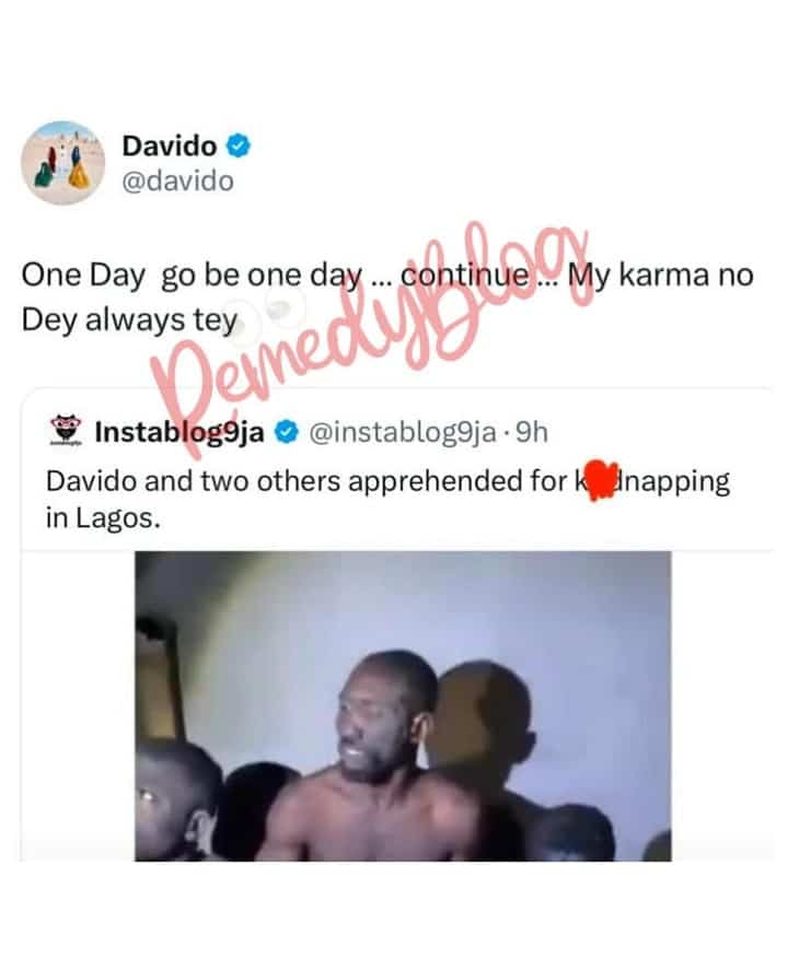 Davido says his karma no dey tey