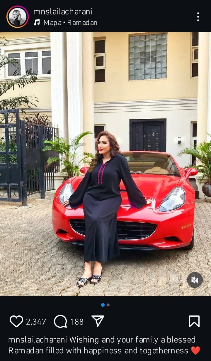 Laila Charani shares photo of her and Ned Nwoko Ferrari