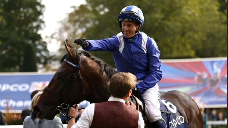 Baaeed and Jim Crowley after winning the Queen Elizabeth II Stakes