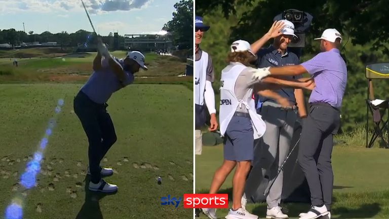 Cameron Young bolstered his hopes of making the US Open cut with a stunning hole-in-one at the par-three sixth during his second round in Brookline