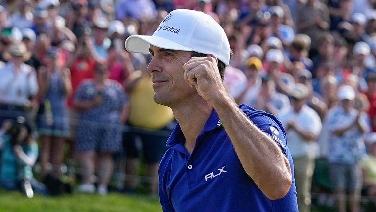 Billy Horschel celebrates his four-shot victory at Muirfield Village