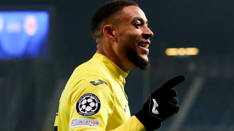 BERGAMO, ITALY - DECEMBER 09: Arnaut Danjuma striker for Villareal C.F. celebrates after scoring during the Champions League football match between Atalanta and Villarreal on December 09, 2021 at Gewiss Stadium in Bergamo, Italy. (Photo by Stefano Nicoli/Speed Media/Icon Sportswire)