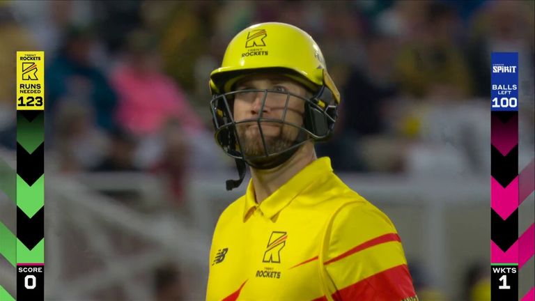 Trent Rockets' Dawid Malan is run out off the first ball of their run chase against London Spirit