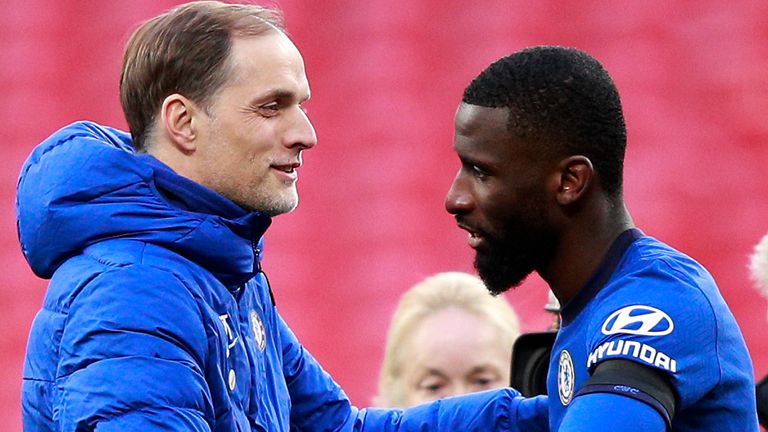 Antonio Rudiger and Thomas Tuchel (AP)