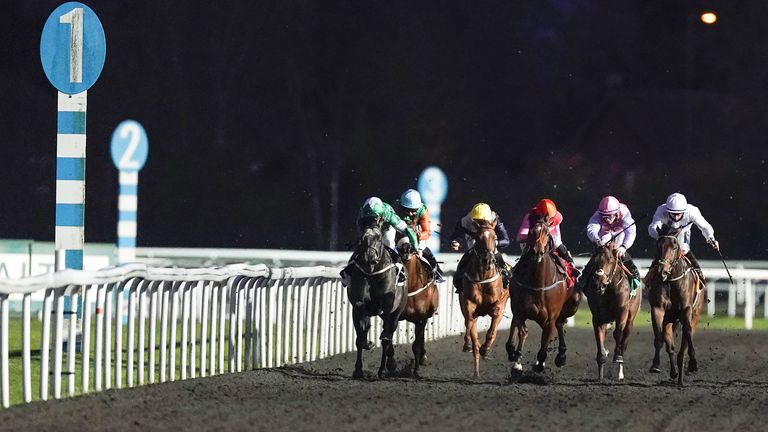 Mitrosonfire (left) wins at Kempton under Martin Dwyer