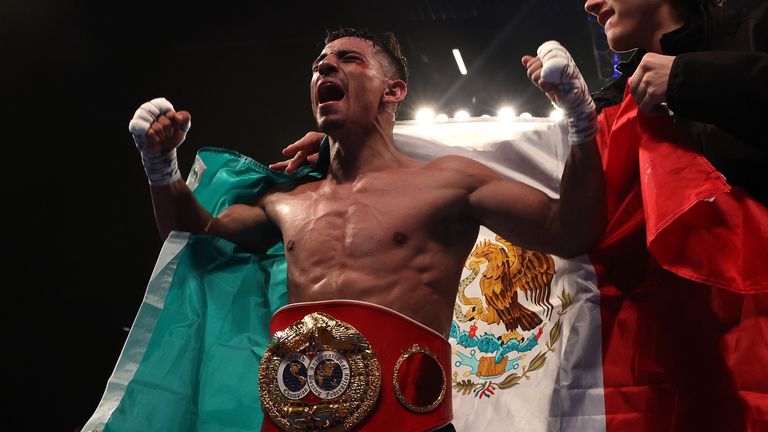 Luis Alberto Lopez celebrates his victory after silencing the crowd in Leeds