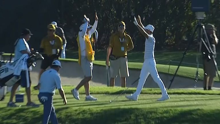 Adam Svensson hits a hole-in-one at the 7th hole during the second round of the Sony Open from Hawaii.