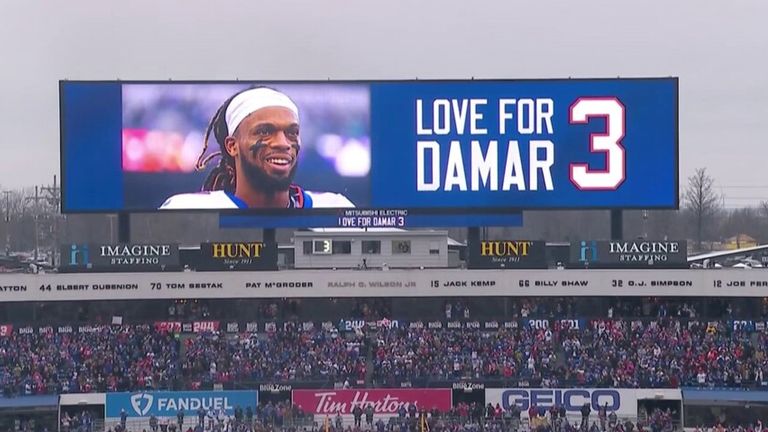 The Buffalo Bills family show support for Damar Hamlin ahead of their game against the New England Patriots at the weekend