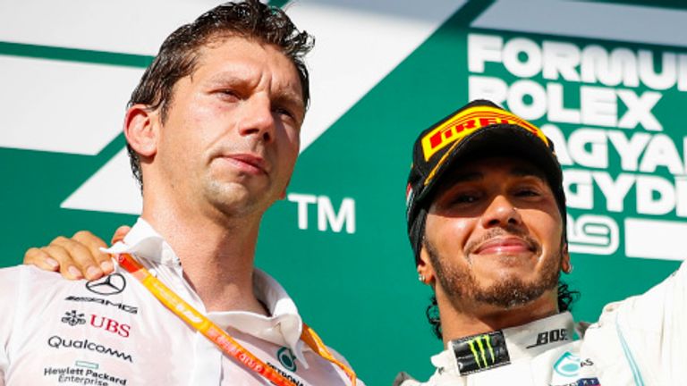 Vowles (left) has helped Lewis Hamilton win six drivers' titles with Mercedes