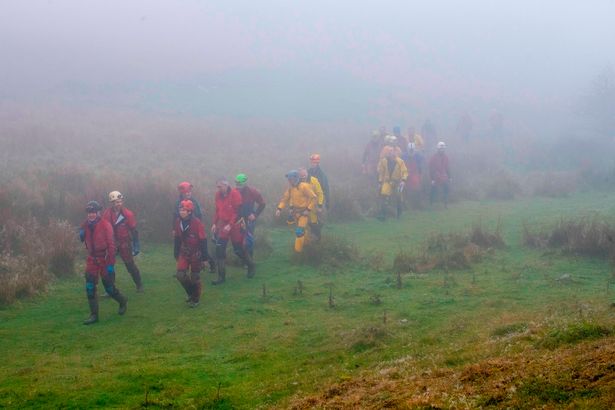 Rescue workers at Penwyllt in the Brecon Beacons