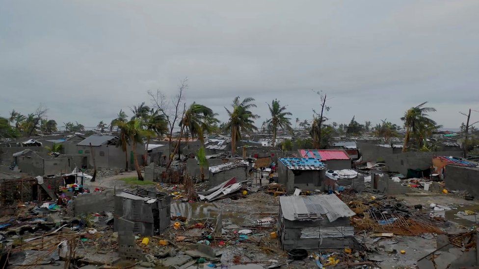 An image shows destruction caused by Cyclone Idai in the port city of Beira
