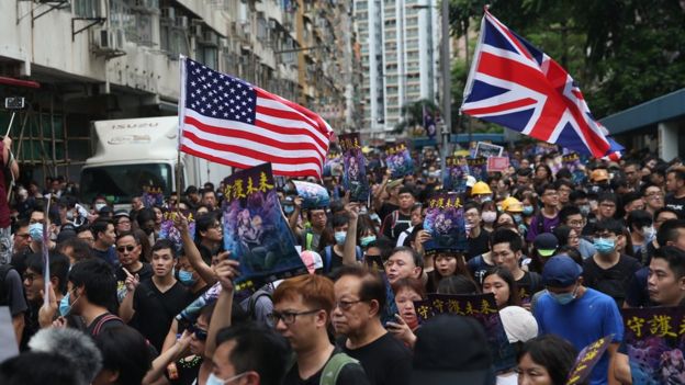 Demonstrators in Hong Kong