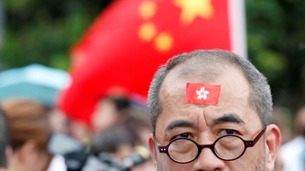 Pro-government demonstrators in Hong Kong