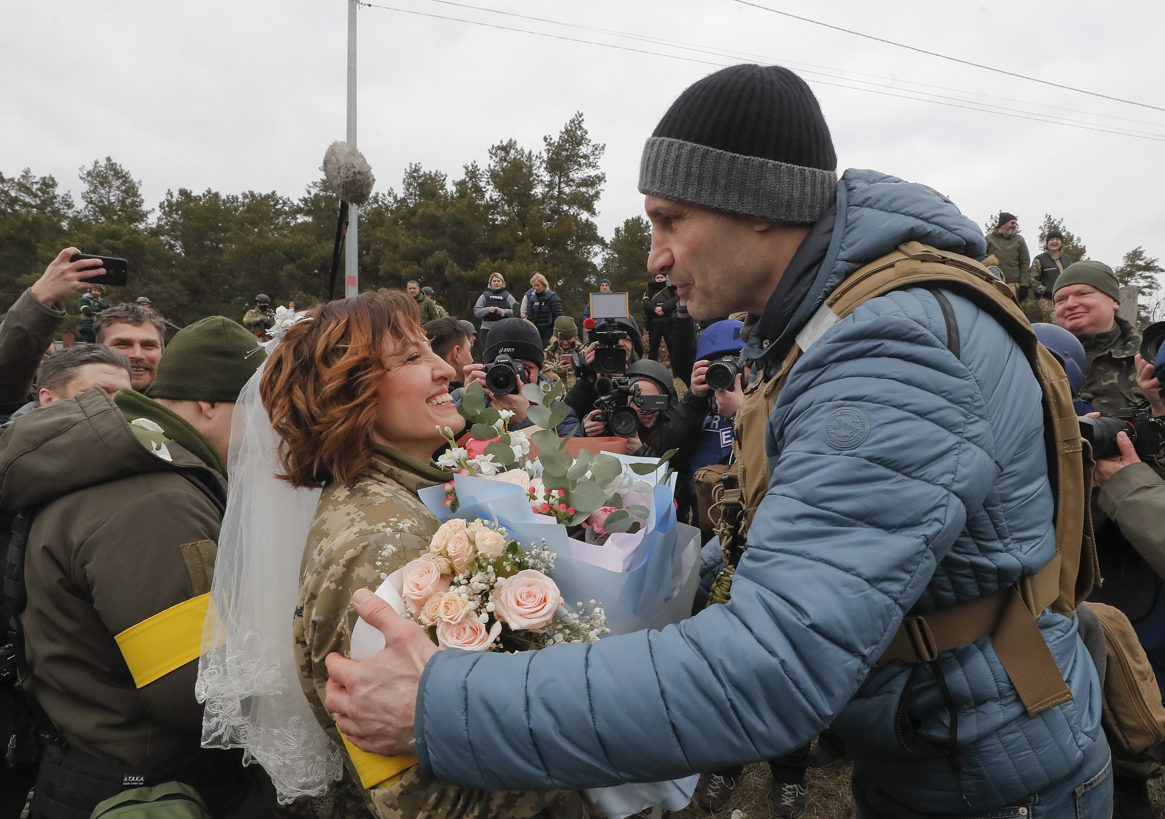 The pair tied the knot on the front line